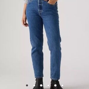 Levis 501 Original Cropped Straight Leg Blue Denim Button Fly Jeans W25